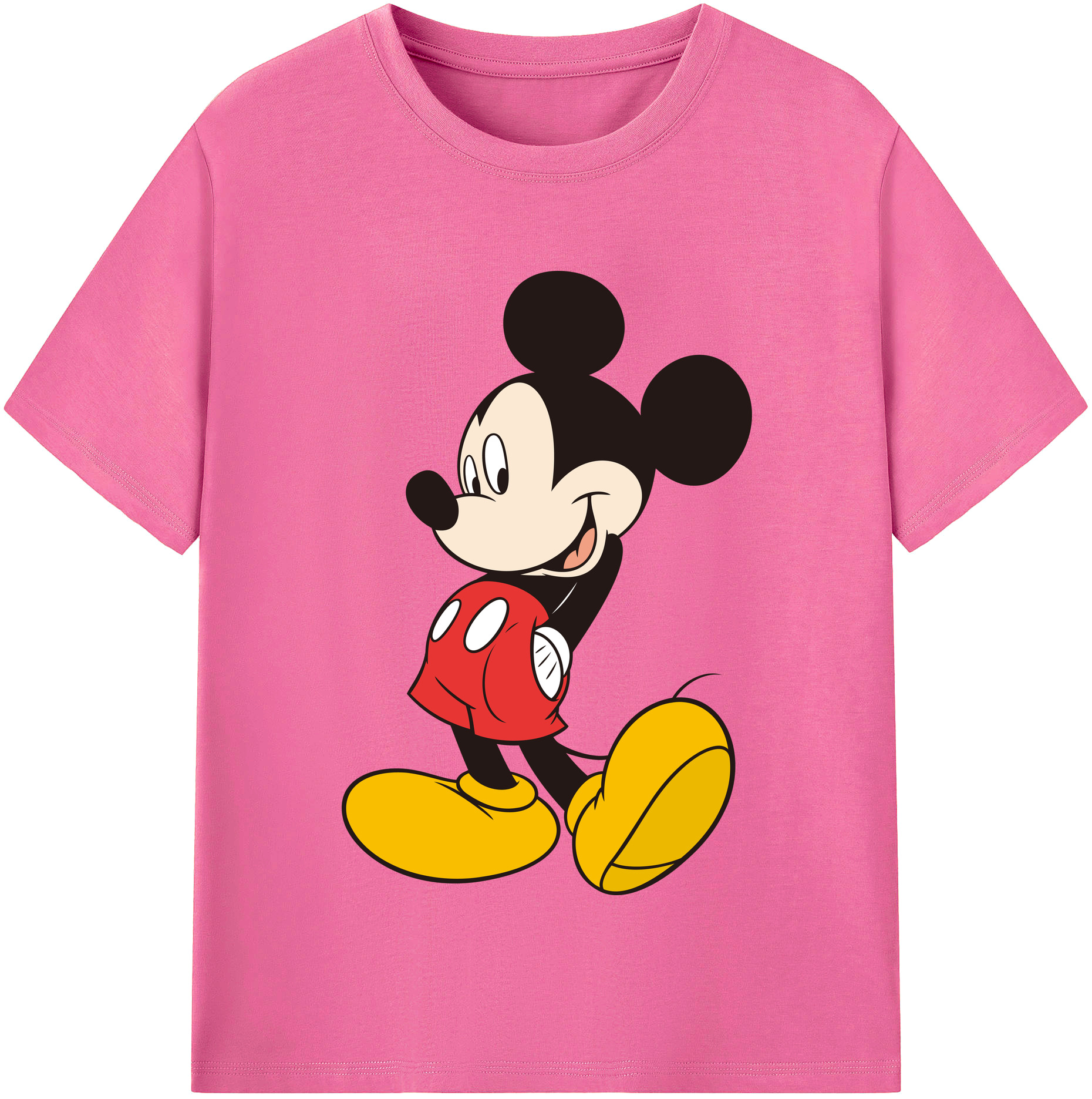（画像用） ミッキーマウス Mickey Mouse レディースカジュアルプリントTシャツ（綿100％）